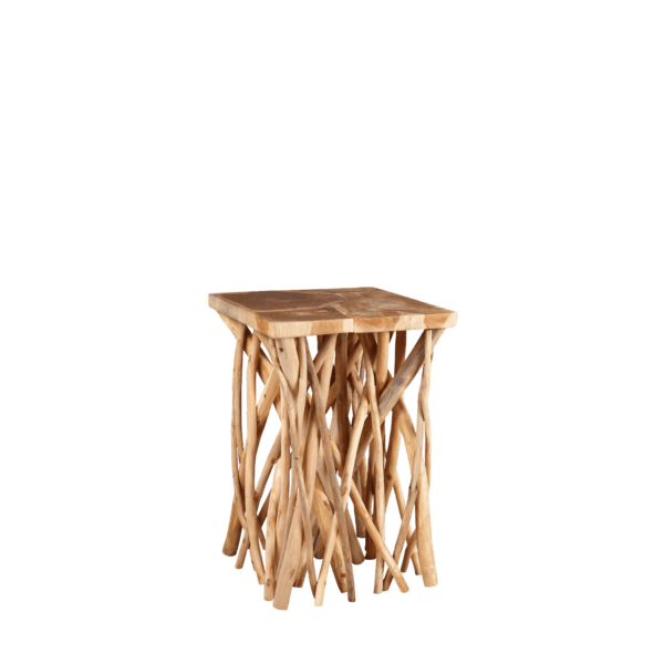 Chevet Console en Bois Flotté & Teck 40 x 40 cm Chevets meublespin.fr - vente de mobilier et de décoration de style montagne ou chalet- vente de meubles en pin et canapés convertibles - https://meublespin.fr