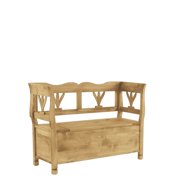 Banc coffre campagnard en pin massif avec accoudoirs 130 cm Chamonix meublespin.fr - vente de mobilier et de décoration de style montagne ou chalet- vente de meubles en pin et canapés convertibles - https://meublespin.fr