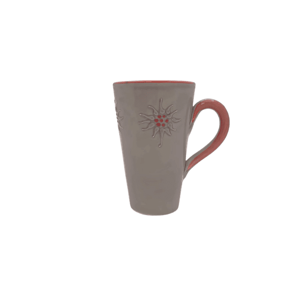 Grand mug Edelweiss Rouge Vaisselle Edelweiss meublespin.fr - vente de mobilier et de décoration de style montagne ou chalet- vente de meubles en pin et canapés convertibles - https://meublespin.fr