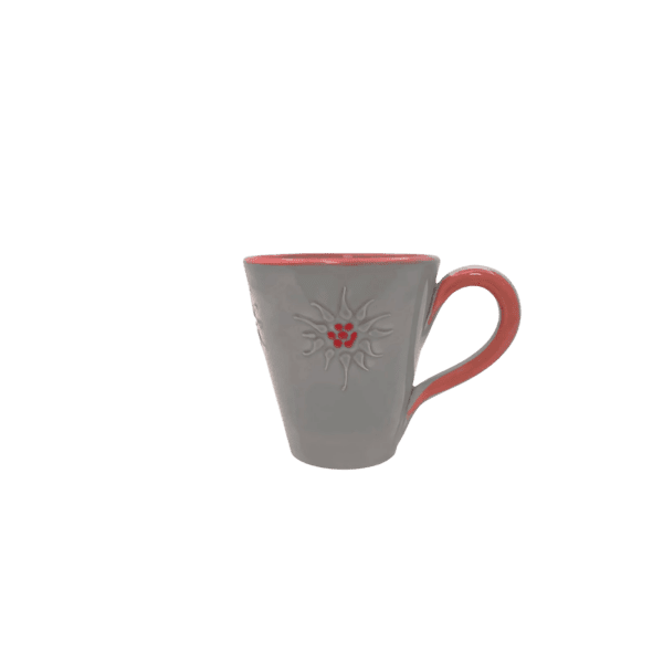 Mug Conique Edelweiss Rouge Vaisselle Edelweiss meublespin.fr - vente de mobilier et de décoration de style montagne ou chalet- vente de meubles en pin et canapés convertibles - https://meublespin.fr