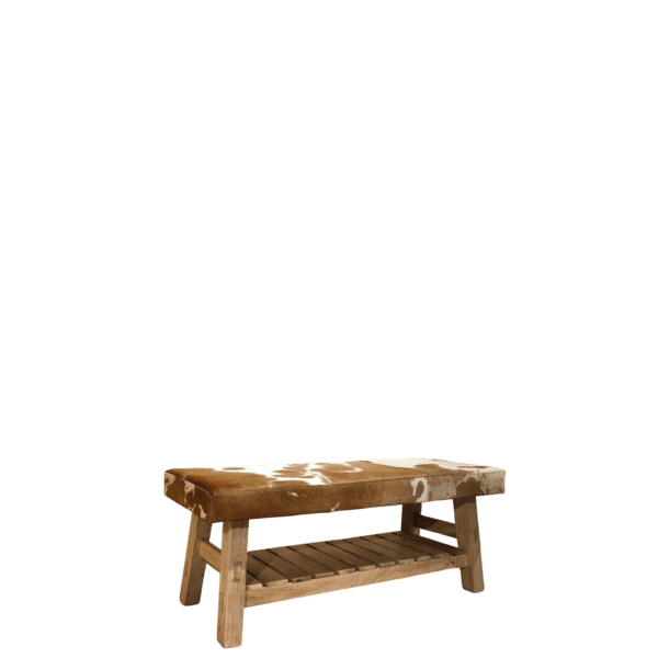 Banc en Peau de Vache & Bois Massif 110 cm Bancs & Tabourets meublespin.fr - vente de mobilier et de décoration de style montagne ou chalet- vente de meubles en pin et canapés convertibles - https://meublespin.fr